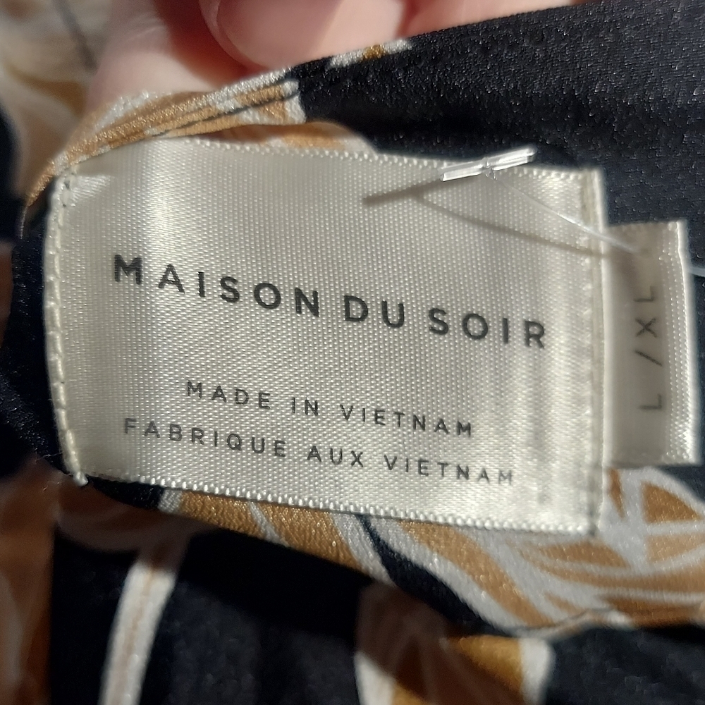 Maison Du Soir Black And Gold Floral Robe Size L/… - image 5